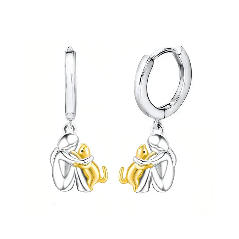 Lily | Boucles d'Oreilles Icône de Chat (Fermoir Rond)