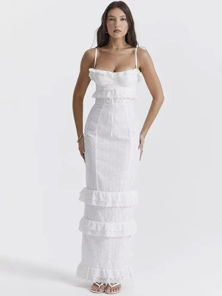 SELENE | ROBE LONGUE RÊVE BRODÉE EN DENTELLE