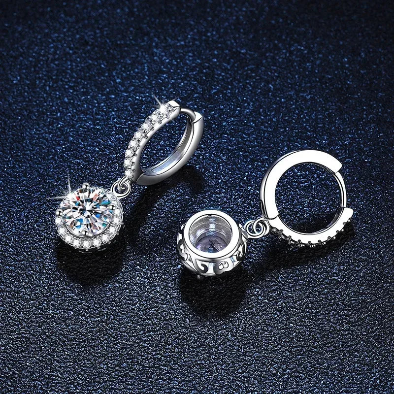 Boucles d'oreilles en argent avec moissanite de 1 carat