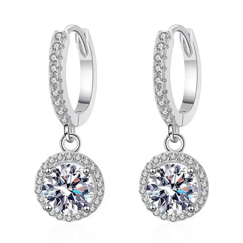 Boucles d'oreilles en argent avec moissanite de 1 carat