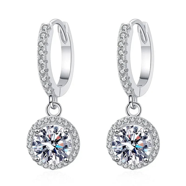 Boucles d'oreilles en argent avec moissanite de 1 carat
