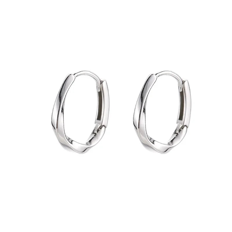 Boucles d'Oreilles Rondes Encrustées en Argent