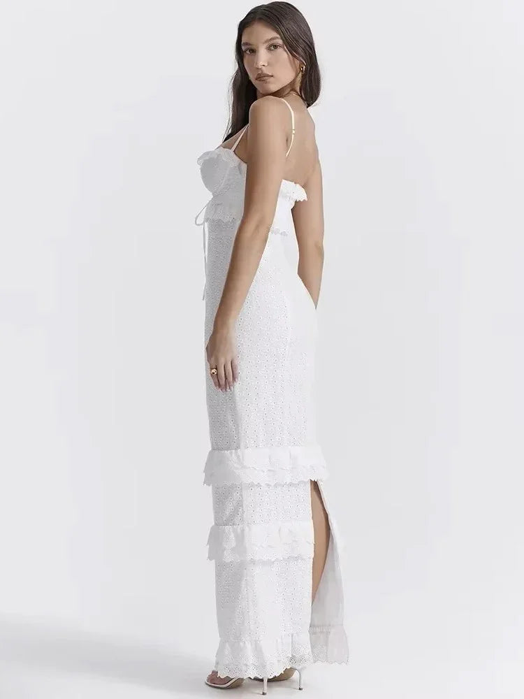 SELENE | ROBE LONGUE RÊVE BRODÉE EN DENTELLE