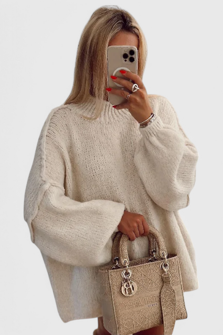 Cassia | Pull Oversized en Tricot avec Manches Bouffantes