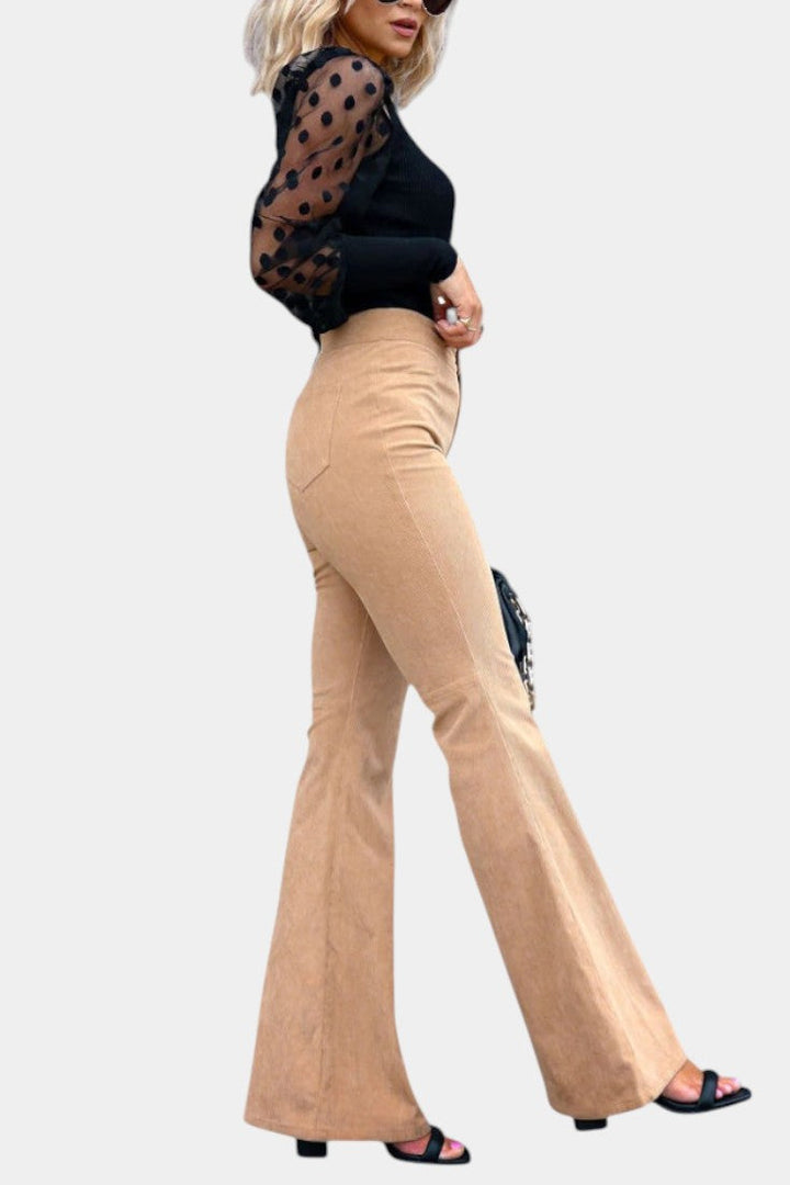Kiara | Pantalons en Velours à Taille Haute et Jambes Larges
