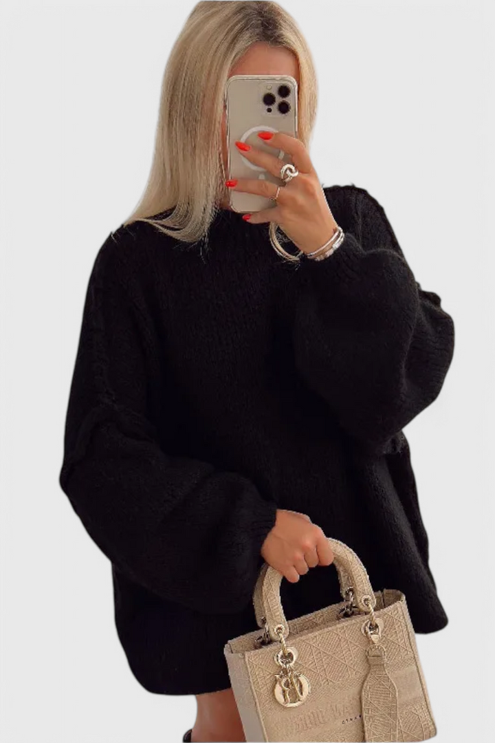 Cassia | Pull Oversized en Tricot avec Manches Bouffantes