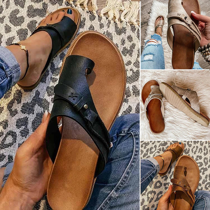 Cleo | Sandales Plates avec Lanière entre les orteils et Semelle Matelassée