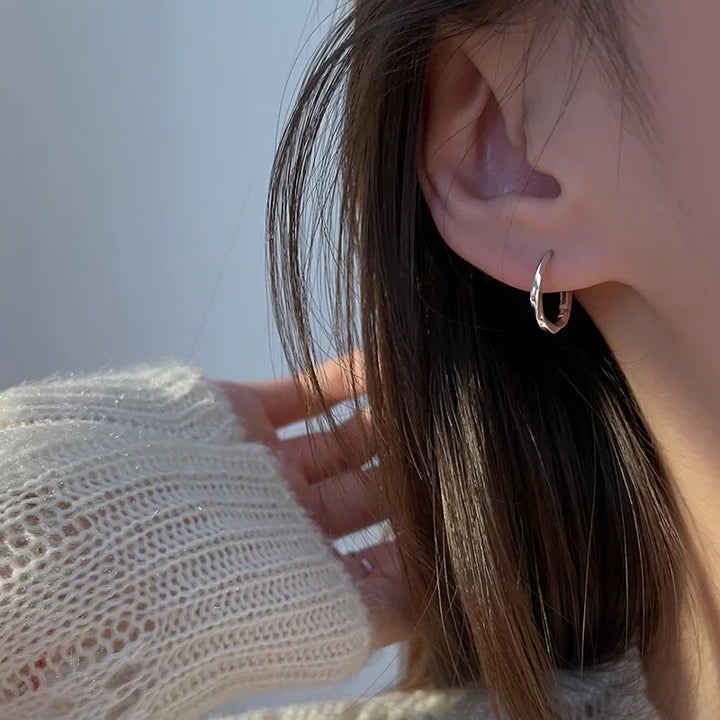 Boucles d'Oreilles Rondes Encrustées en Argent