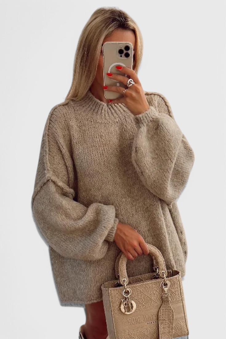 Cassia | Pull Oversized en Tricot avec Manches Bouffantes