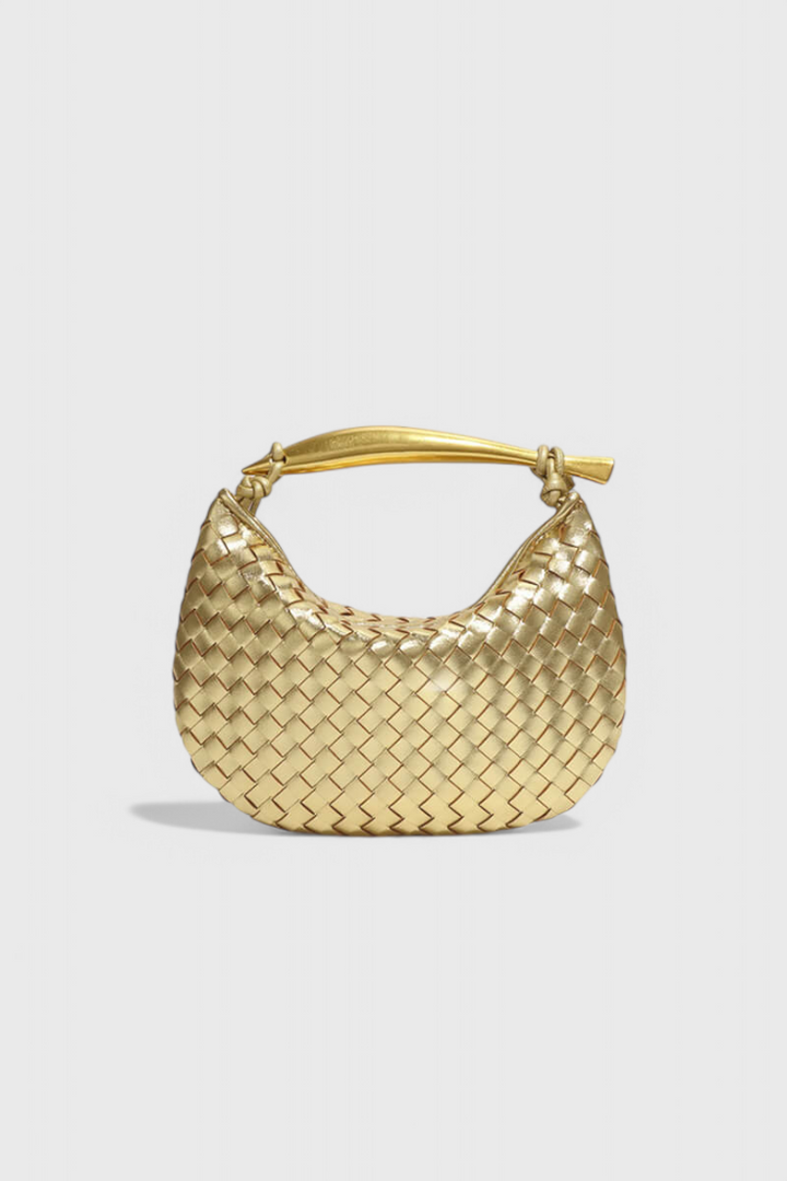 Gerda | Sac Woven avec Poignée Dorée