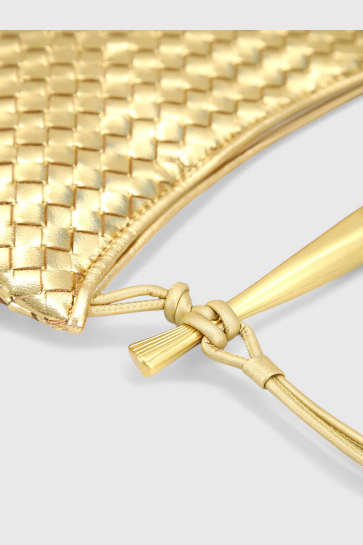 Gerda | Sac Woven avec Poignée Dorée