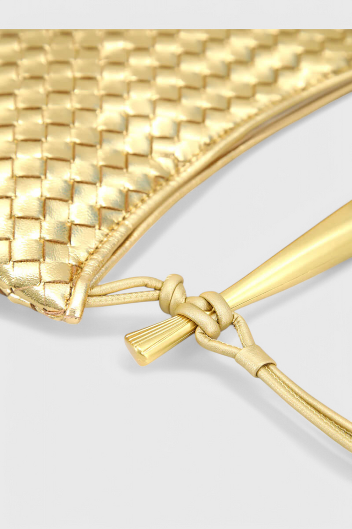 Gerda | Sac Woven avec Poignée Dorée