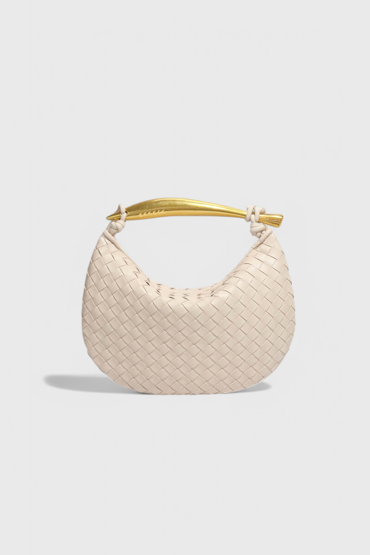 Gerda | Sac Woven avec Poignée Dorée