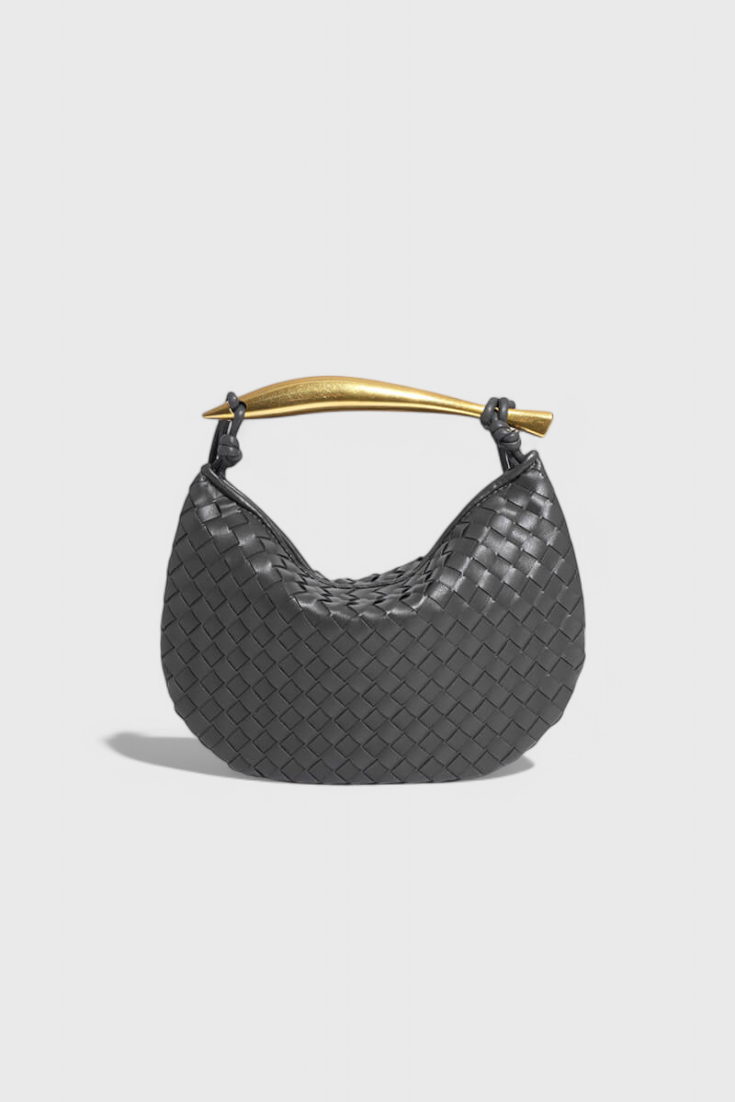 Gerda | Sac Woven avec Poignée Dorée