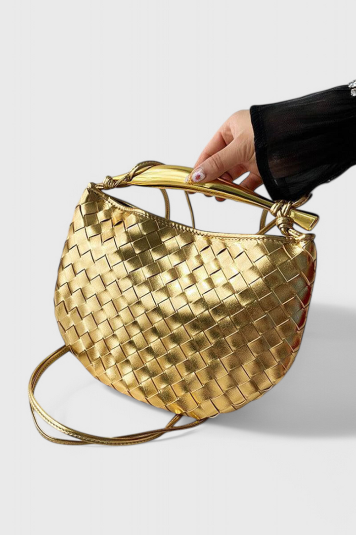 Gerda | Sac Woven avec Poignée Dorée