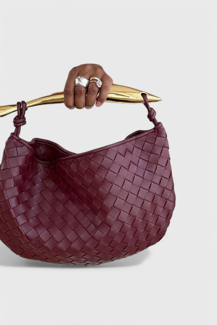 Gerda | Sac Woven avec Poignée Dorée