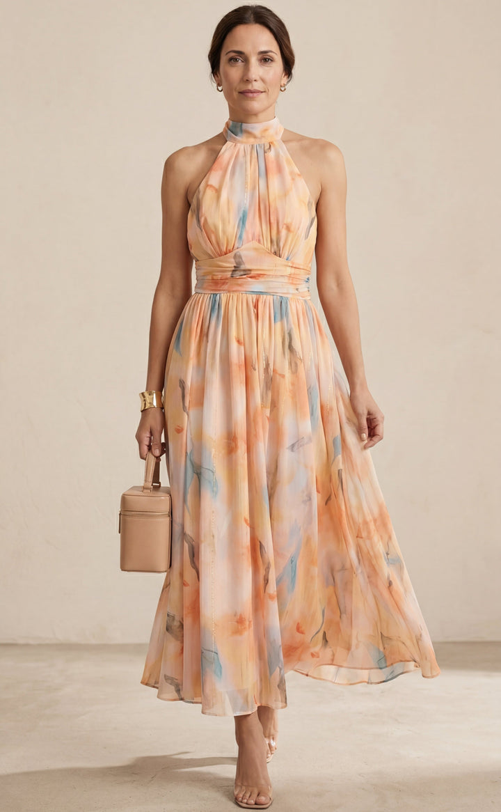 AURORA | Robe Halter de Style Aquarelle