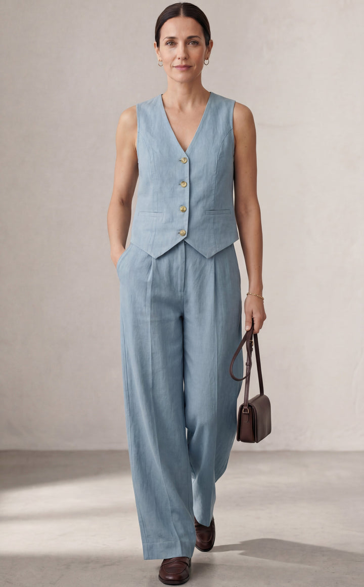 Aira | Ensemble élégant de deux pièces avec gilet et pantalon à jambes larges