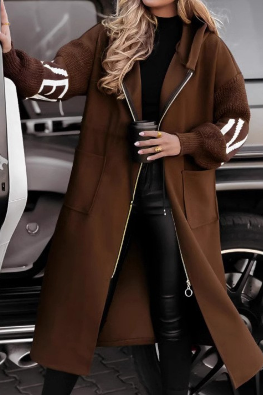 Elena | Veste femme avec manches en tricot et capuche