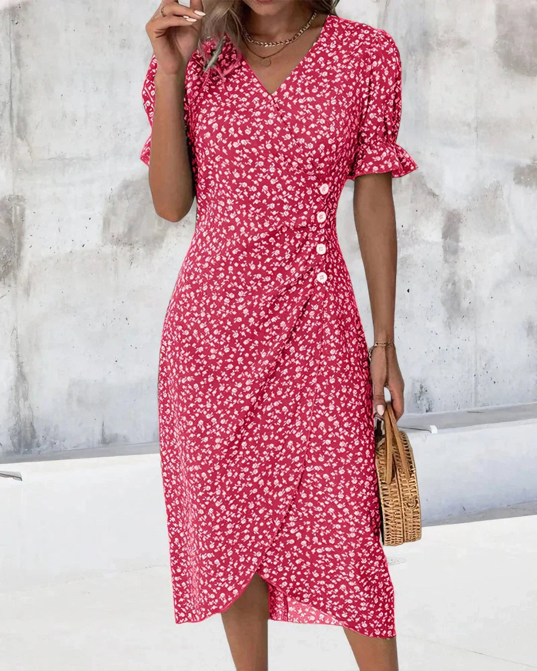 TINE | ROBE À MANCHES COURTES FLEURIE