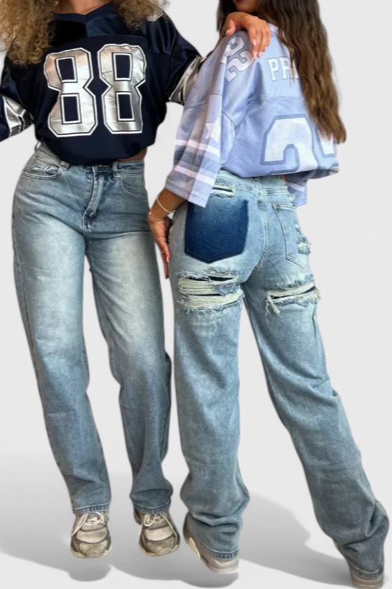 Roxy | Jeans Vintage Effilochés à Taille Haute