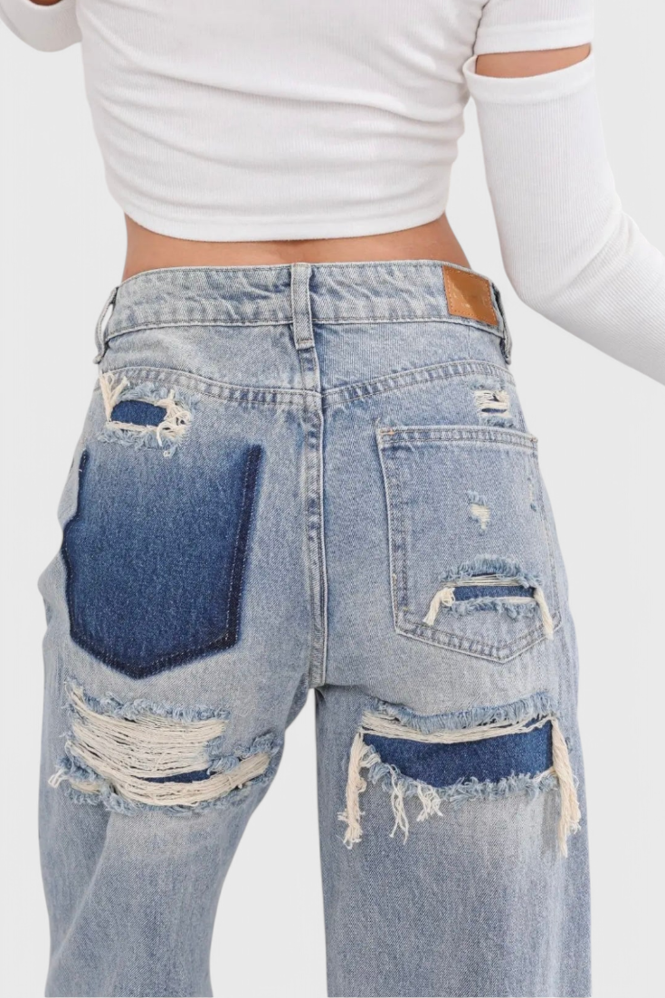 Roxy | Jeans Vintage Effilochés à Taille Haute