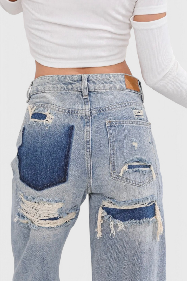Roxy | Jeans Vintage Effilochés à Taille Haute