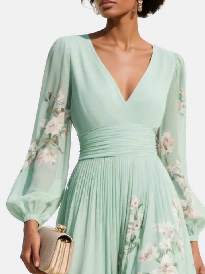 Alba | Robe Midi Fleurie avec Décolleté en V