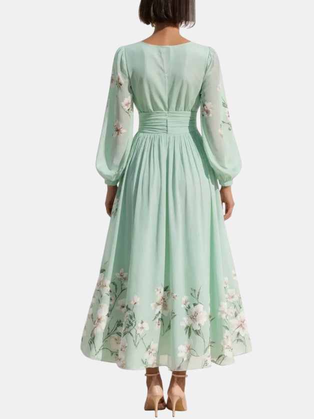 Alba | Robe Midi Fleurie avec Décolleté en V
