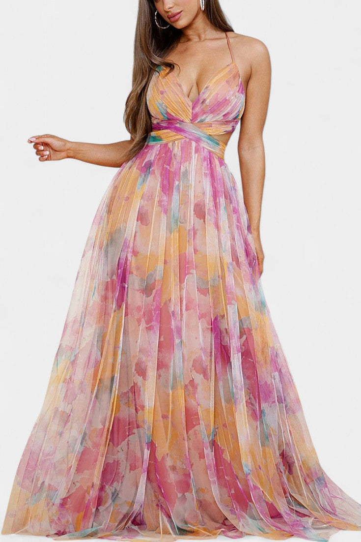 Ingrid | Robe Maxi Fleurie avec Décolleté en V