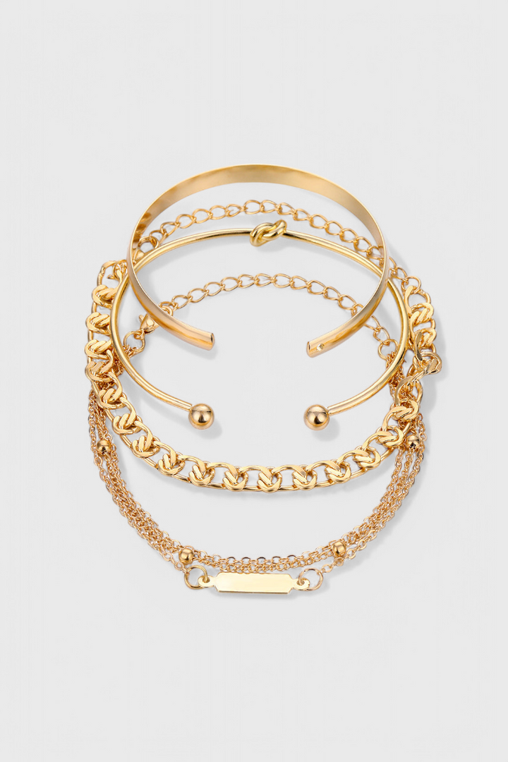 Ensemble de Bracelets en Chaîne en Métal de 4 Pièces