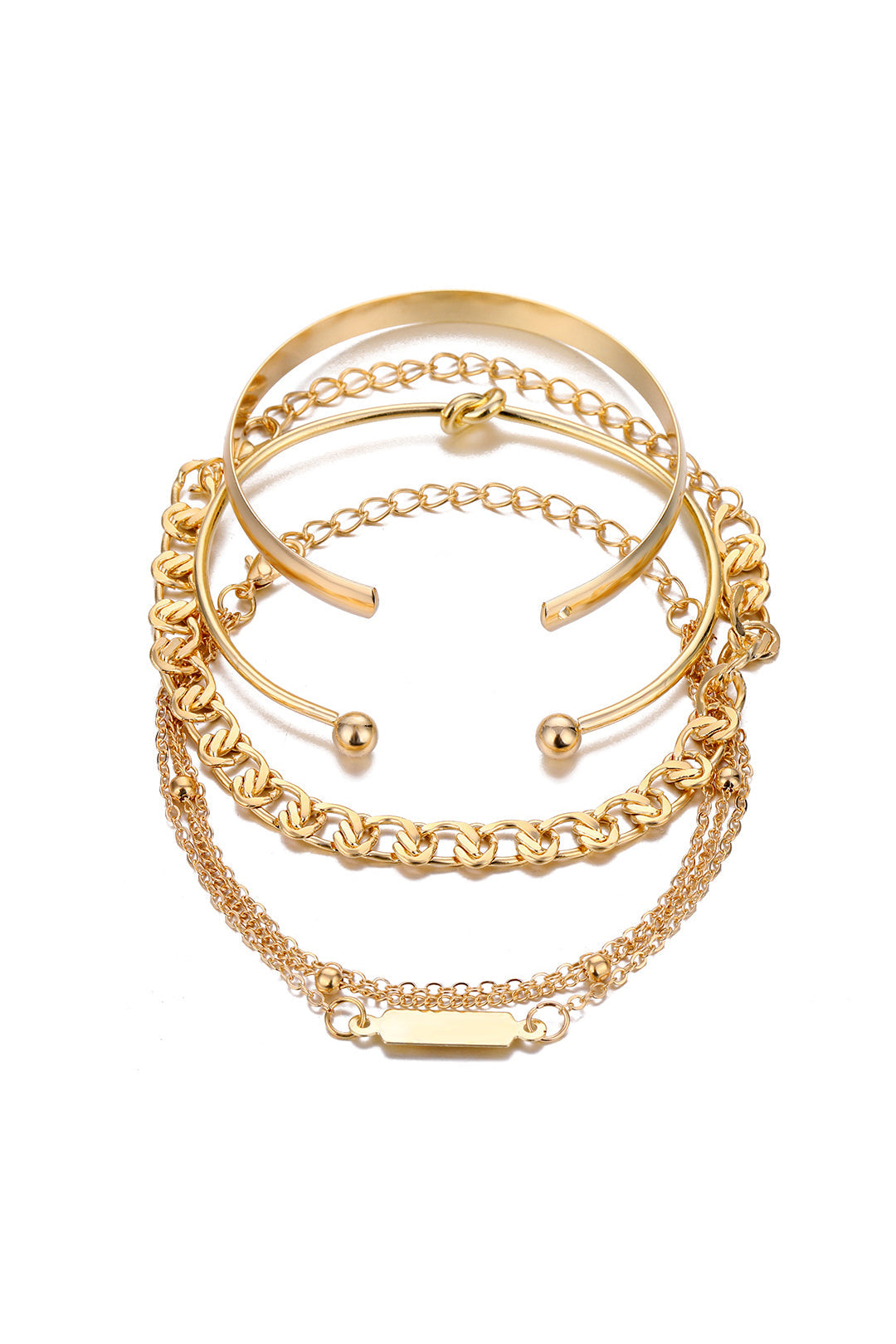 Ensemble de Bracelets en Chaîne en Métal de 4 Pièces