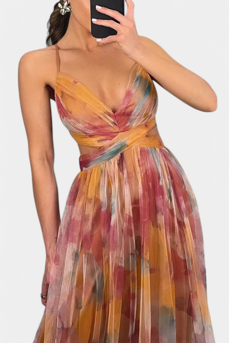 Ingrid | Robe Maxi Fleurie avec Décolleté en V