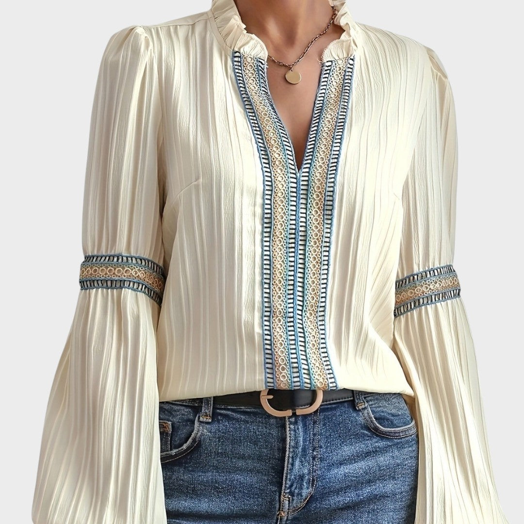 Isla | Blouse vintage à col en V