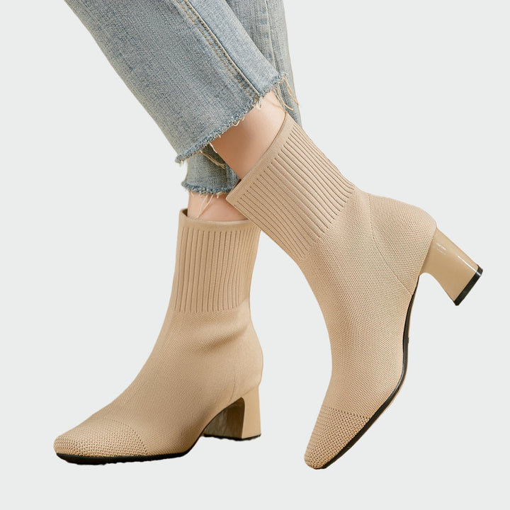Alejandra | Bottes Orthopédiques Tricotées en Ton Beige Doux