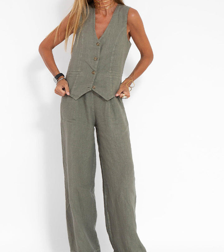 Aira | Ensemble élégant de deux pièces avec gilet et pantalon à jambes larges