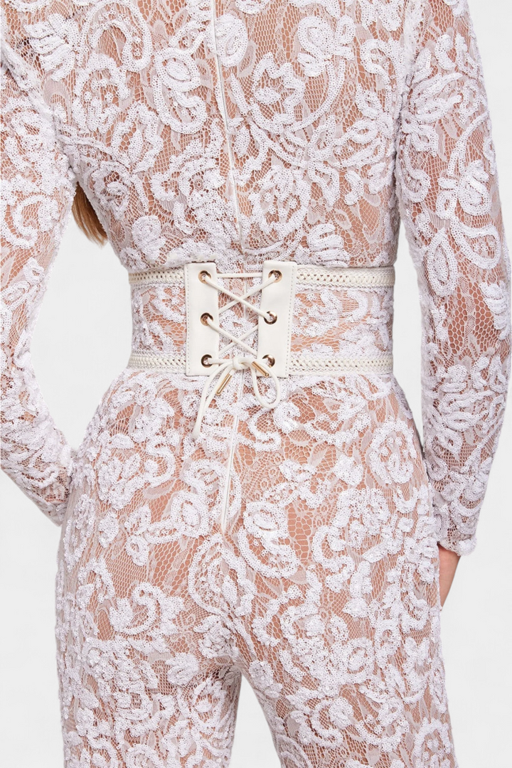 Jimena | Combinaison en Dentelle avec Paillettes et Ceinture