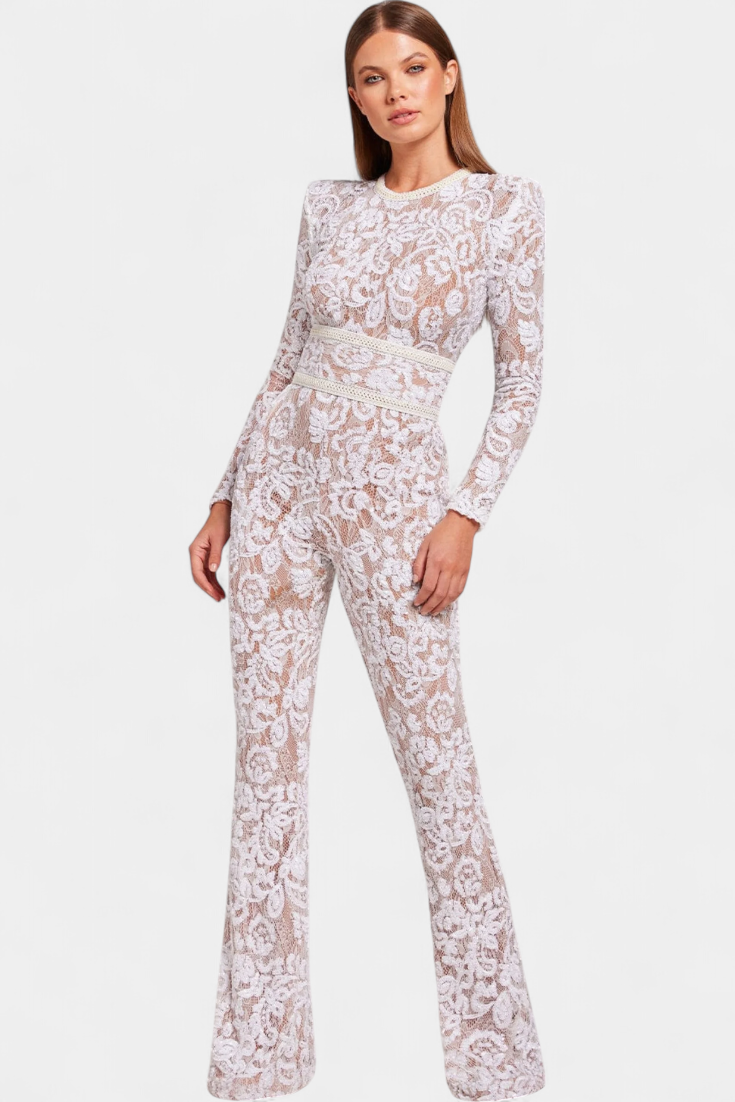Jimena | Combinaison en Dentelle avec Paillettes et Ceinture