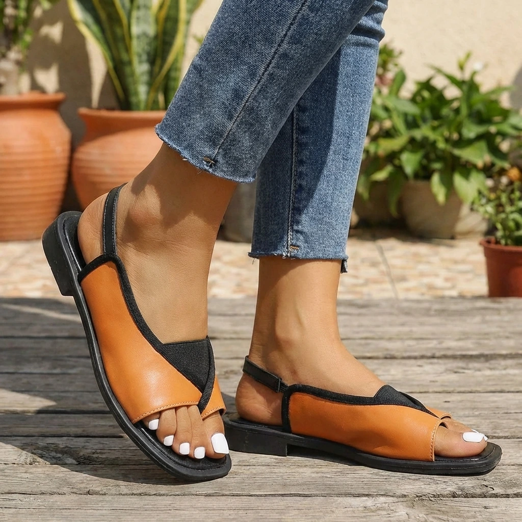 Talia | Sandales Plates Slingback Orthopédiques à Bout Ouvert