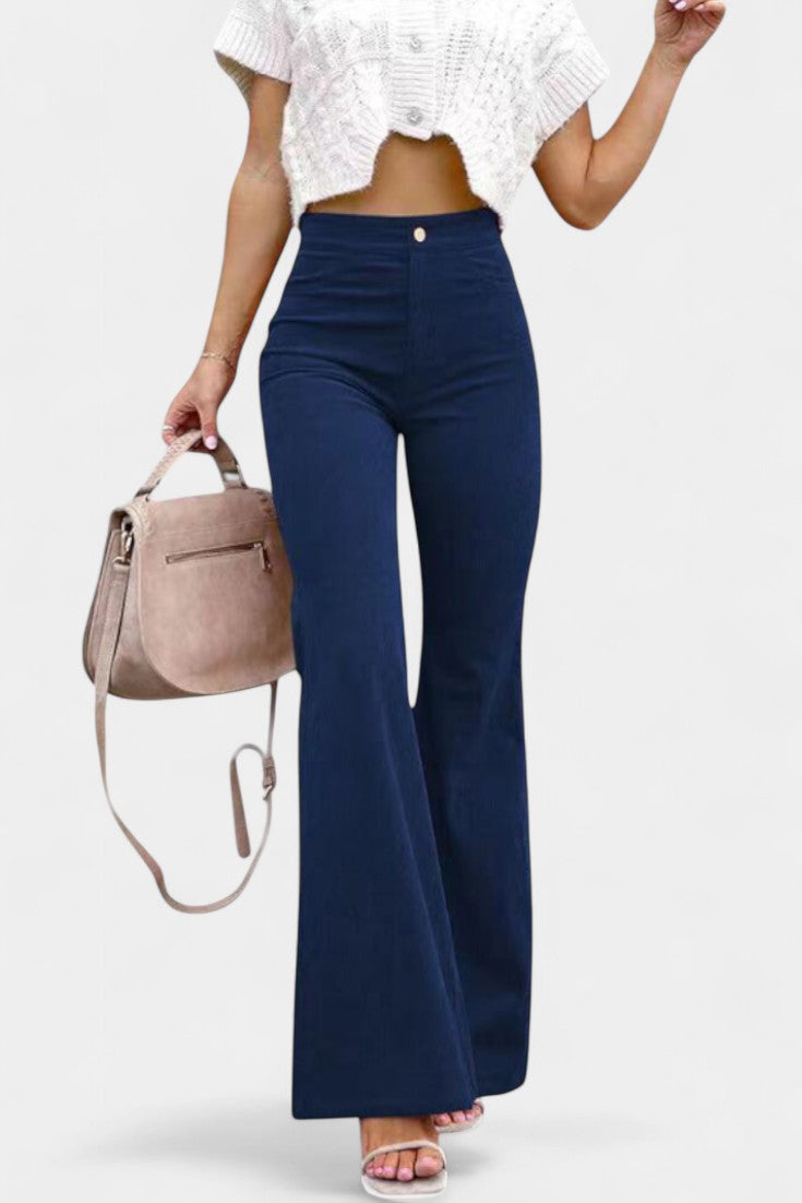 Kiara | Pantalons en Velours à Taille Haute et Jambes Larges