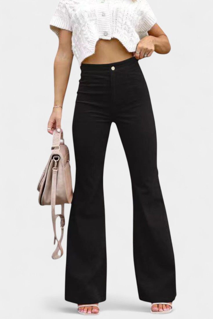 Kiara | Pantalons en Velours à Taille Haute et Jambes Larges