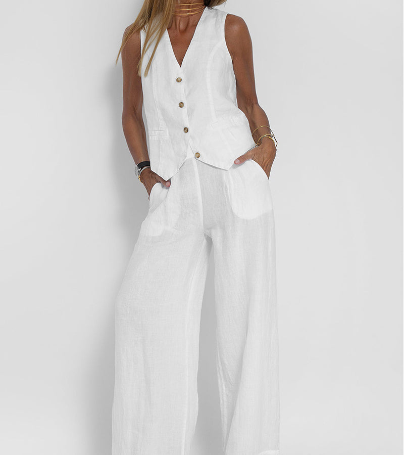 Aira | Ensemble élégant de deux pièces avec gilet et pantalon à jambes larges