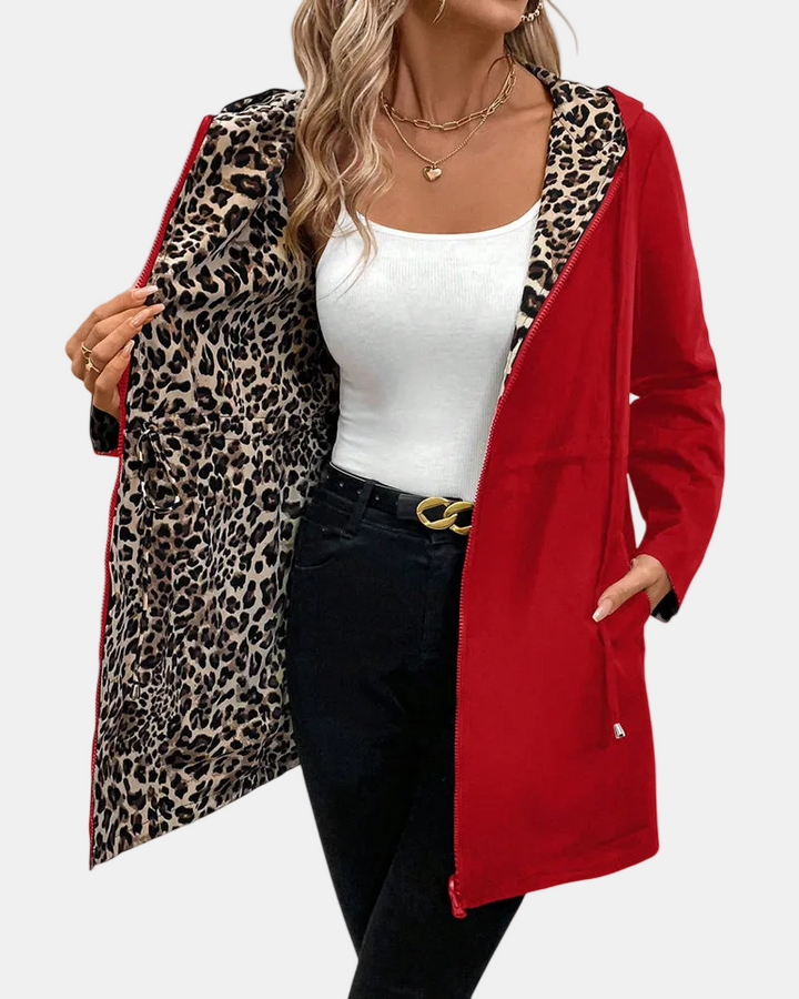 Elena | Veste réversible avec imprimé léopard