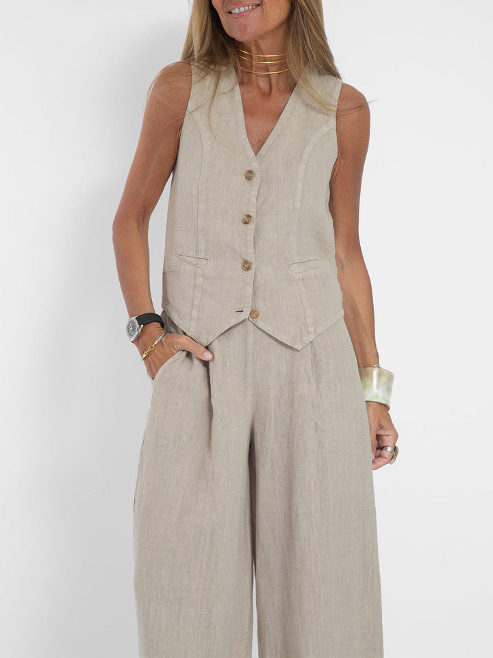 Aira | Ensemble élégant de deux pièces avec gilet et pantalon à jambes larges