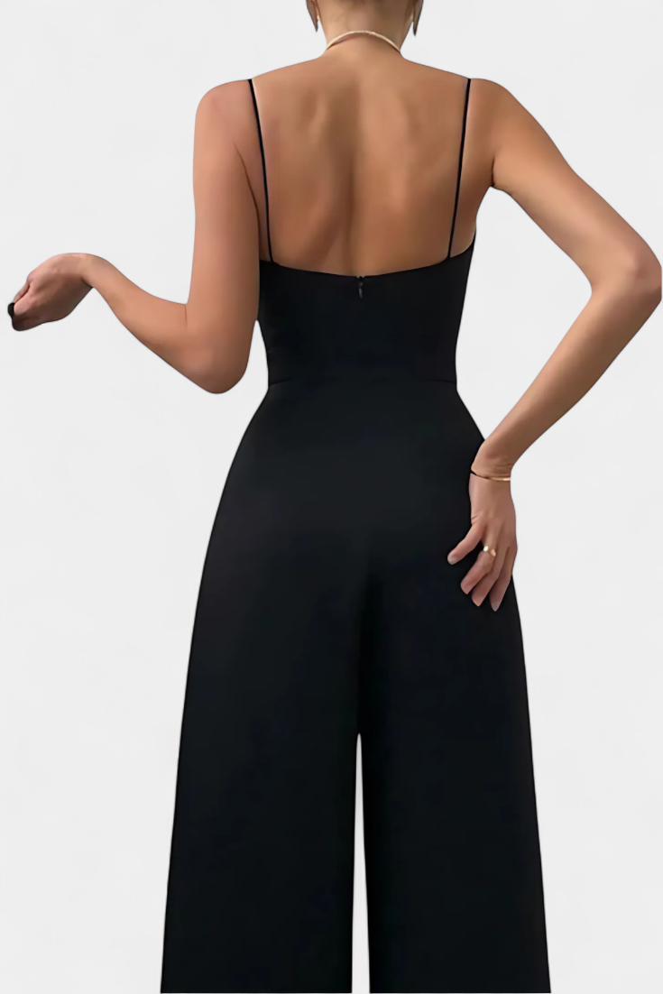 Romily | Mono Sexy avec Bretelles et Jambes Larges Élégantes