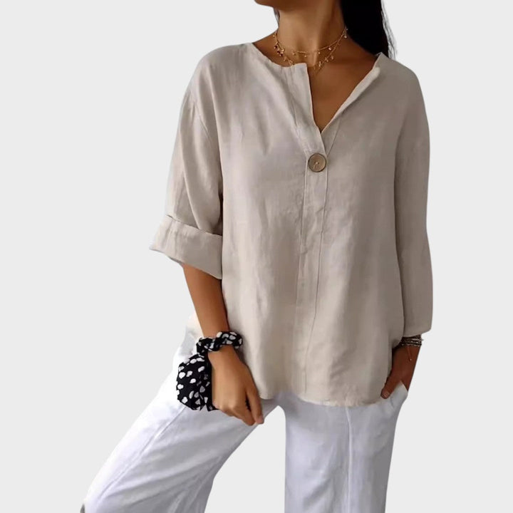 Zamma | Blouse en lin avec col en V