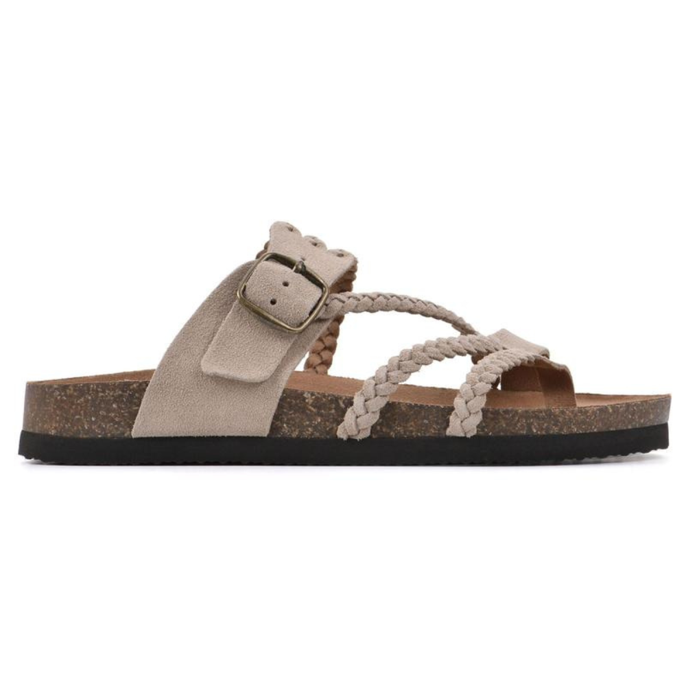 Bronte | Sandales Plates avec Bandes Tressées et Boucle