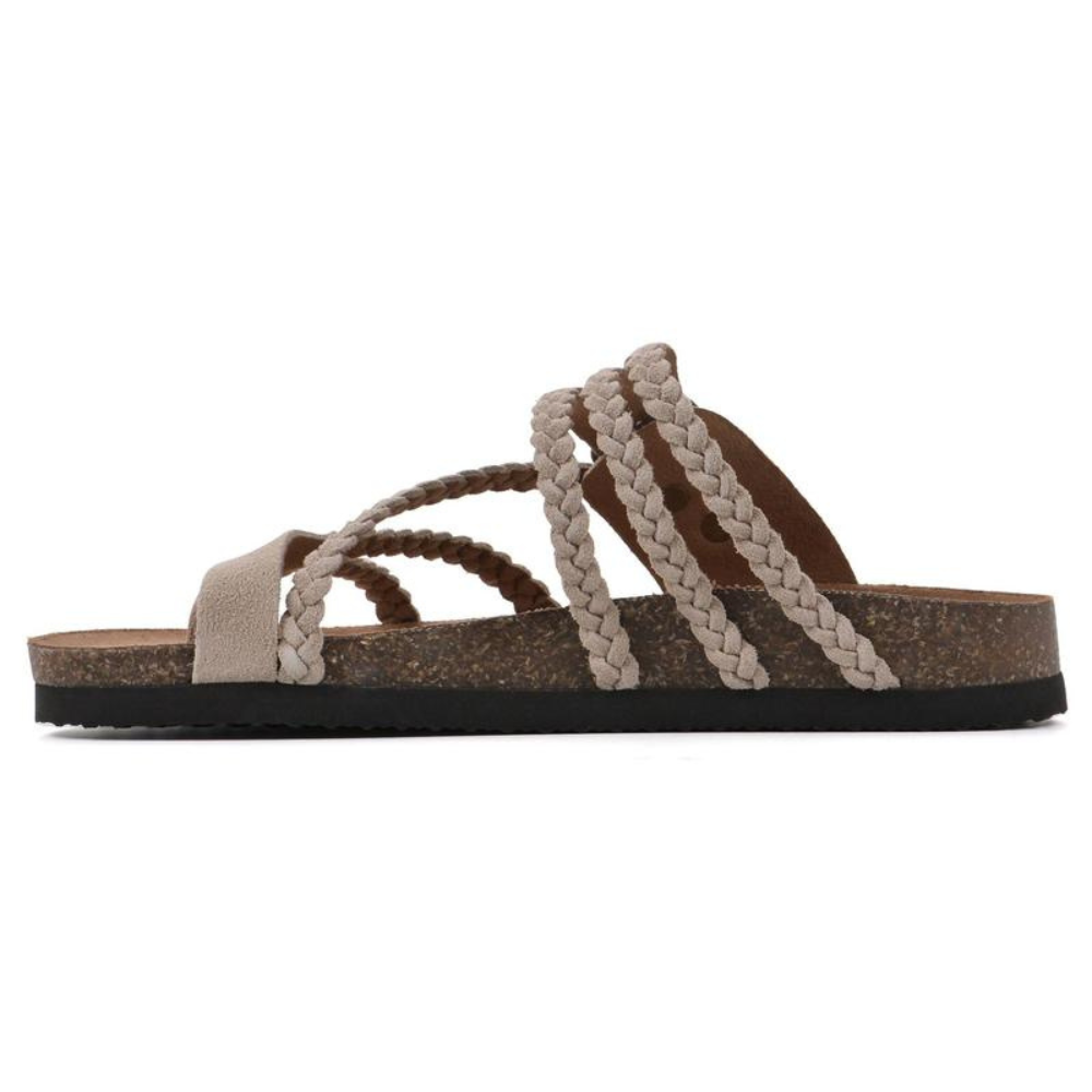 Bronte | Sandales Plates avec Bandes Tressées et Boucle