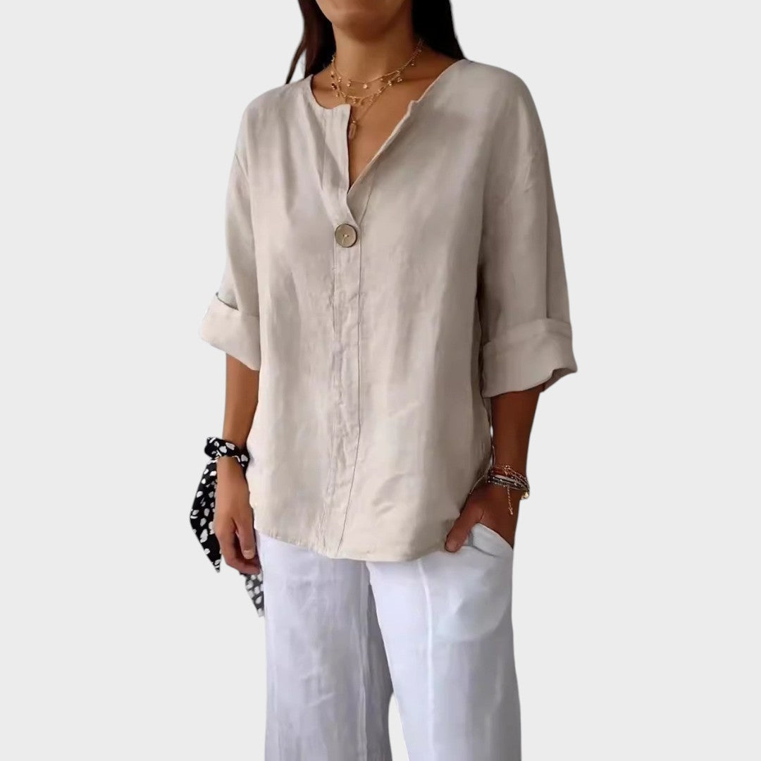 Zamma | Blouse en lin avec col en V