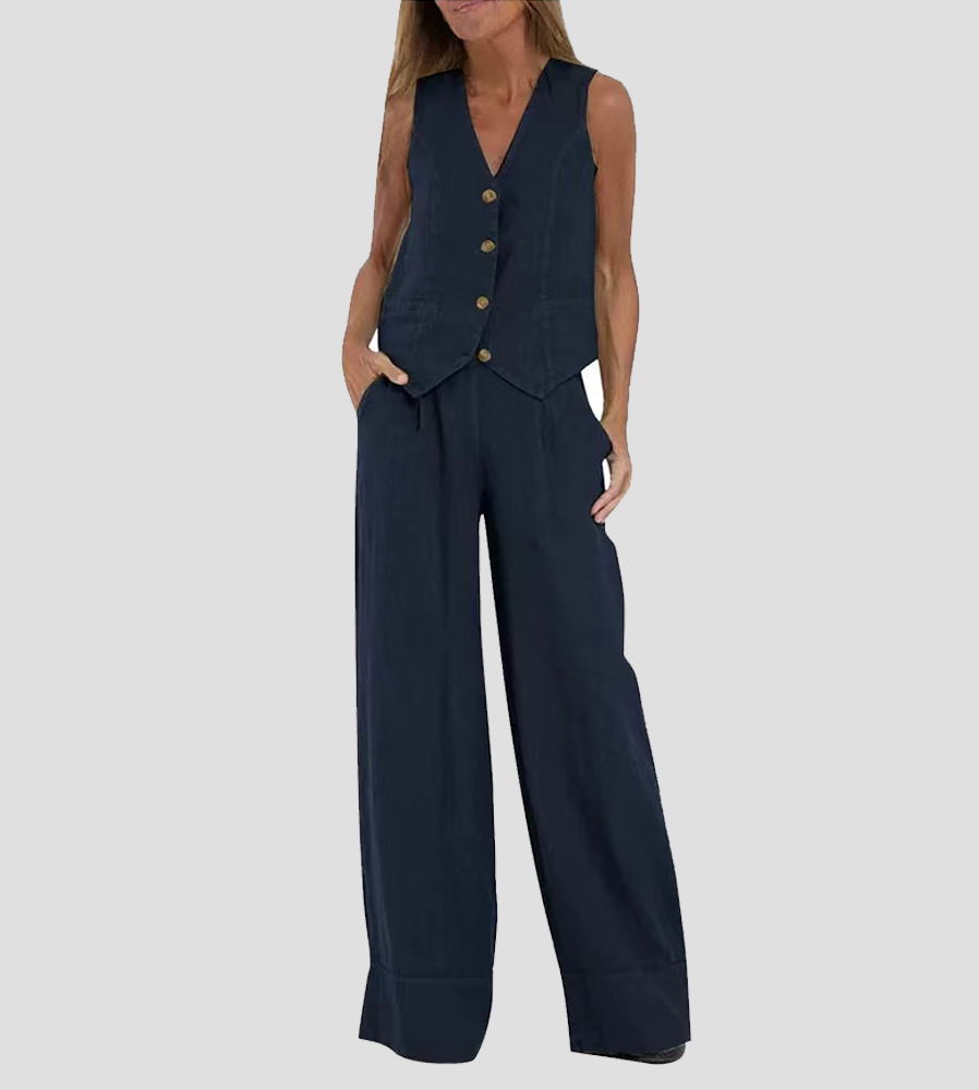 Aira | Ensemble élégant de deux pièces avec gilet et pantalon à jambes larges
